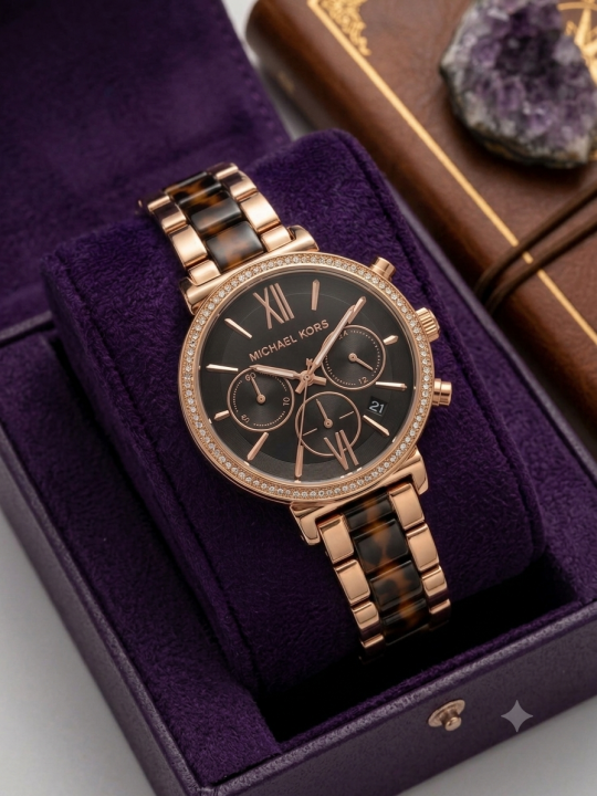 MICHAEEL KORS SOFIE COPPER BROWN BLACK DAYAL
