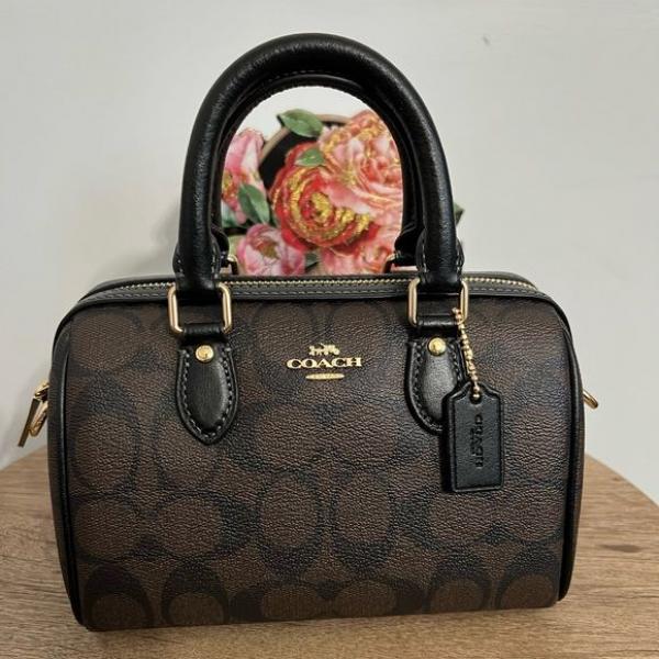 Coacch Mini Rowan Crossbody Signature Coffee With OG Box & Dust Cover Coffee