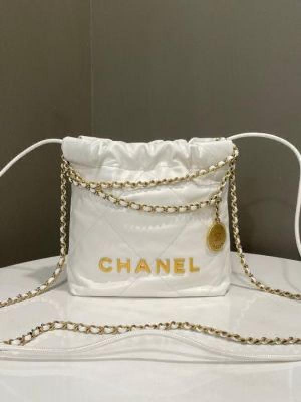 Chaanell 22 Mini drawstring shoulder bags featuring quilted leather and a signature braided chain strap Bag with box premium quality