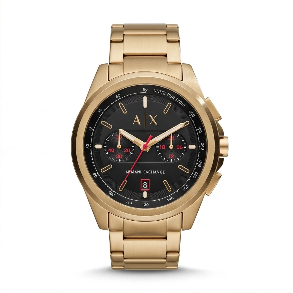 Armani Exchange Men`s Black Dial and Gold Watch