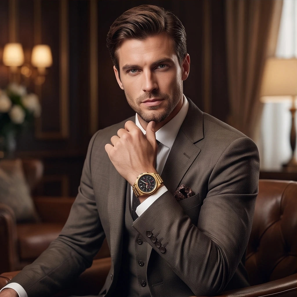 Armani Exchange Men`s Black Dial and Gold Watch