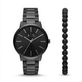 Armani Exchange Men`s Black Watch and Beaded Bracelet Set
