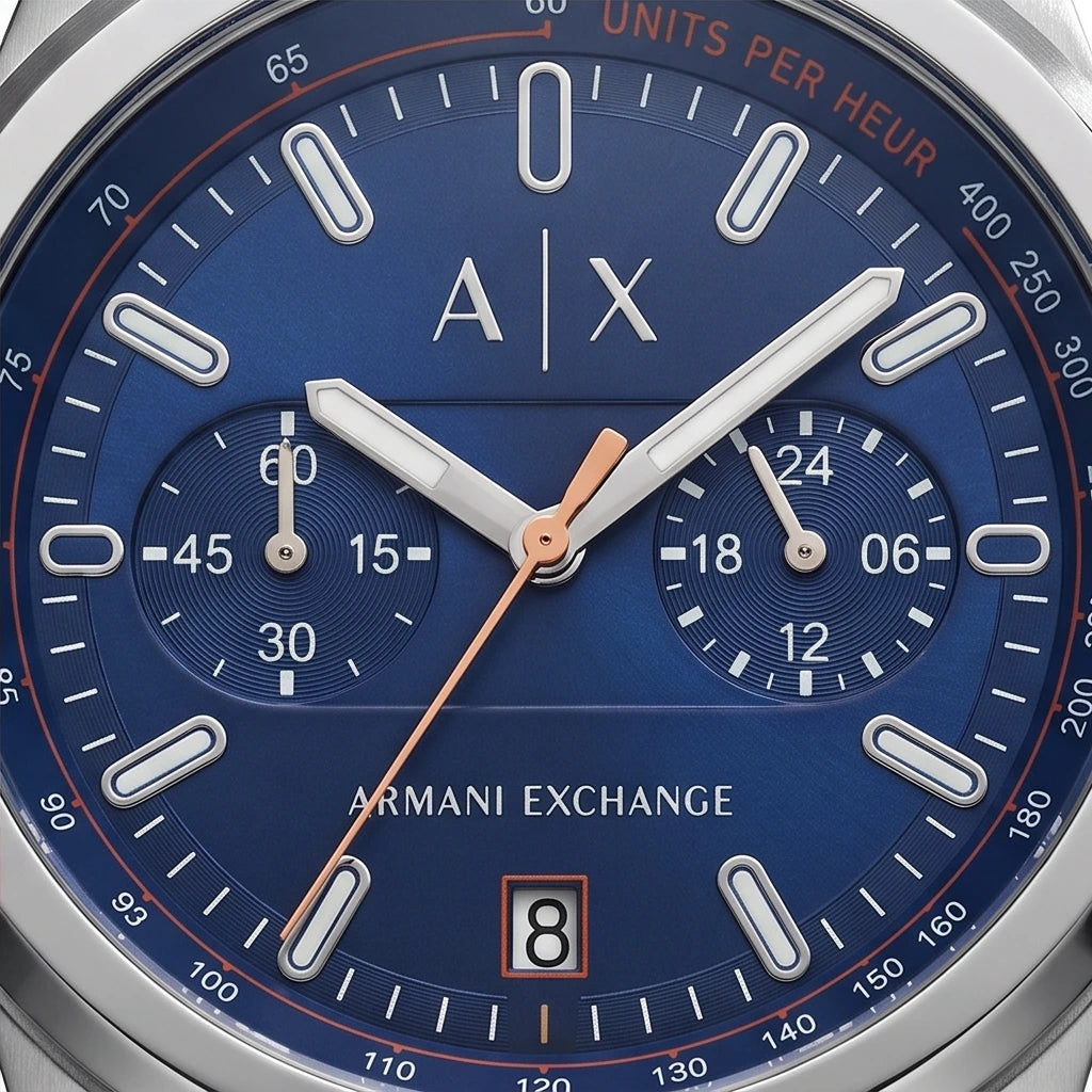 Armani Exchange Men`s Blue Dial Silver Watch
