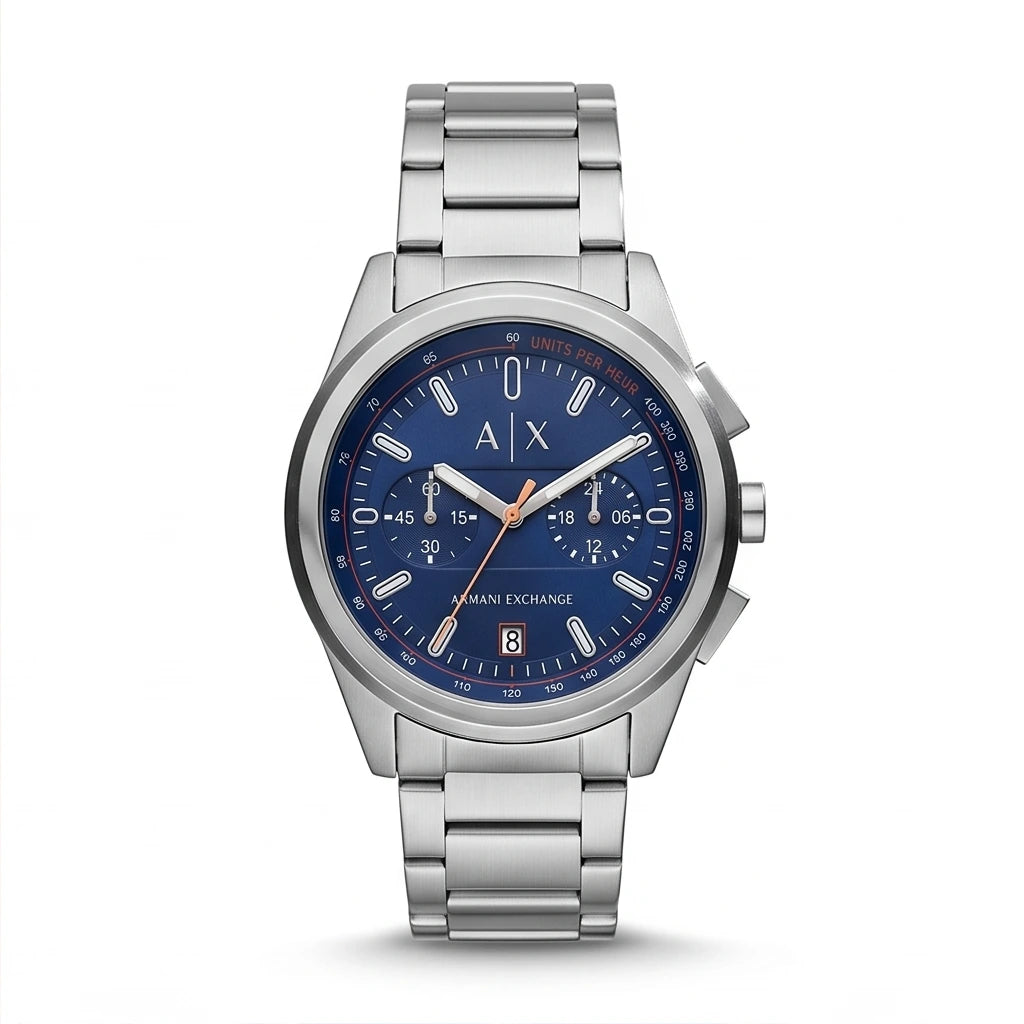Armani Exchange Men`s Blue Dial Silver Watch