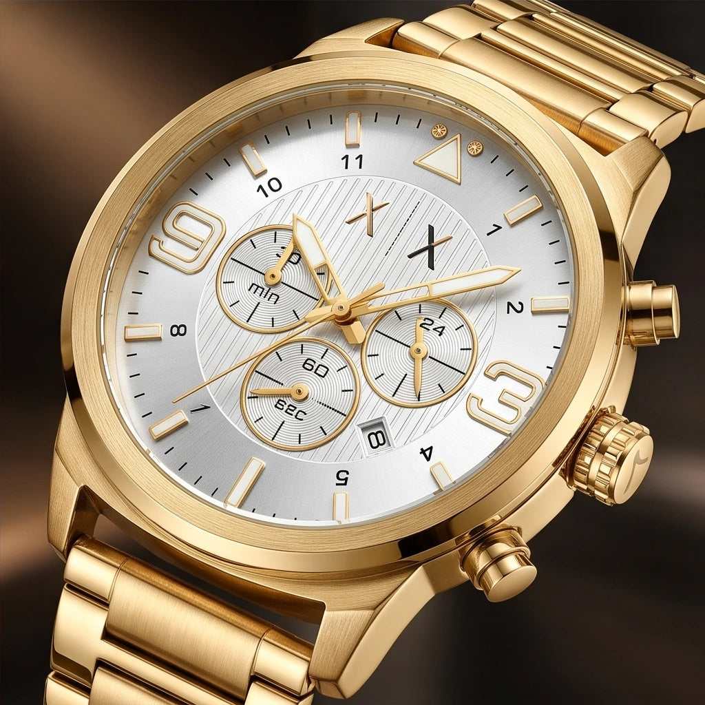 Armani Exchange Men`s Gold and Silver Watch