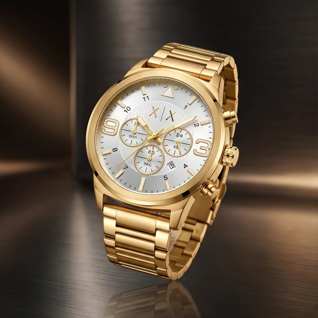 Armani Exchange Men`s Gold and Silver Watch