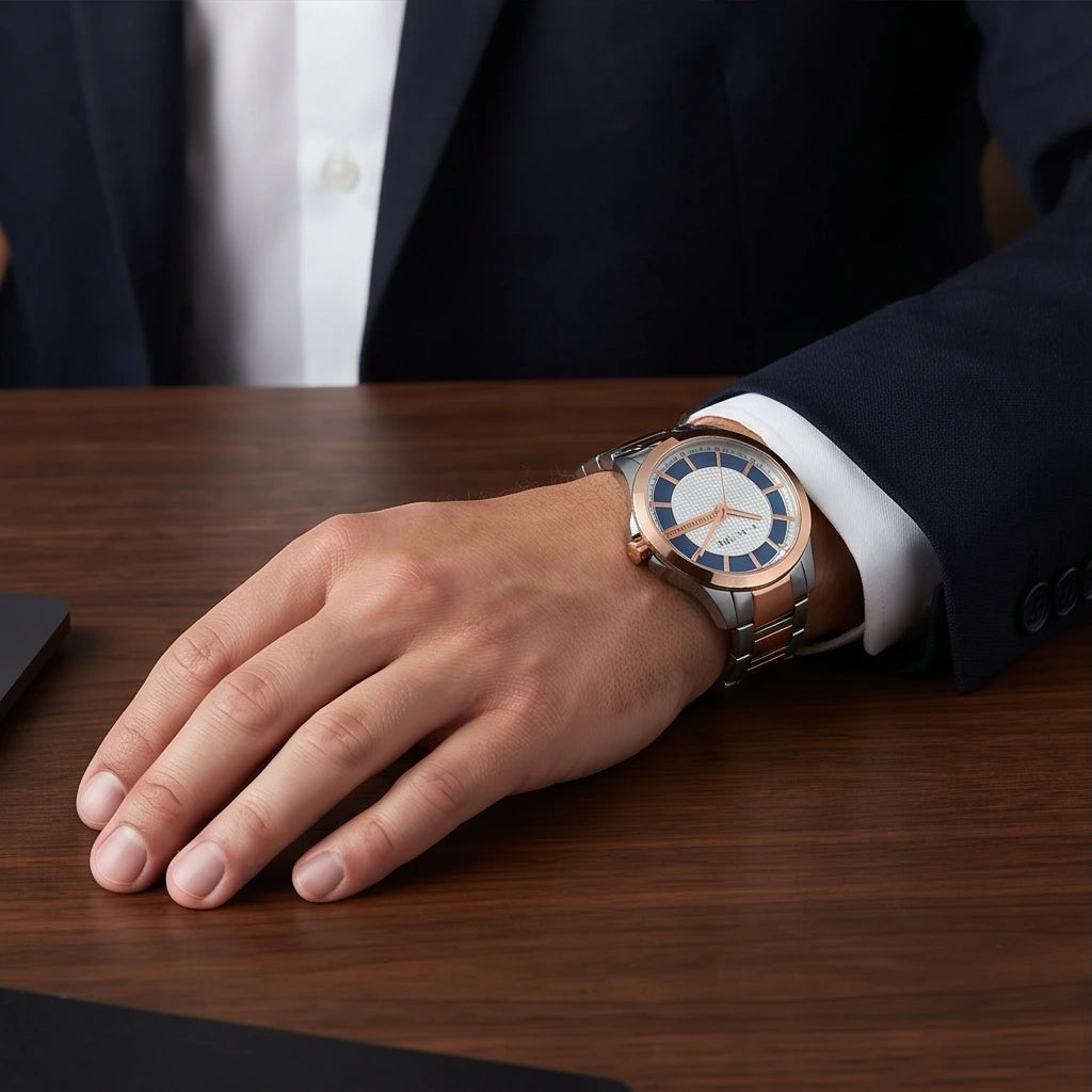 Armani Men`s Blue and White Dial Watch