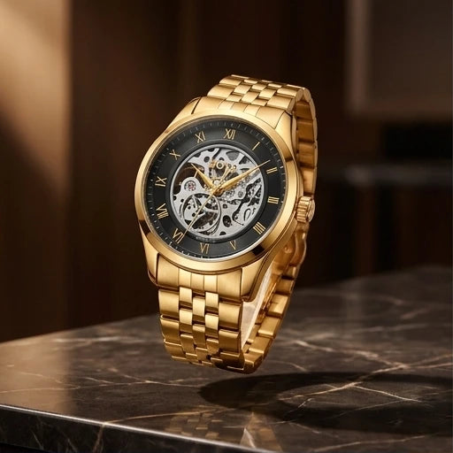 Boss Men`s Black Dial Gold Watch