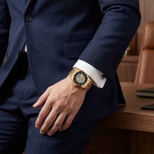 Boss Men`s Black Dial Gold Watch