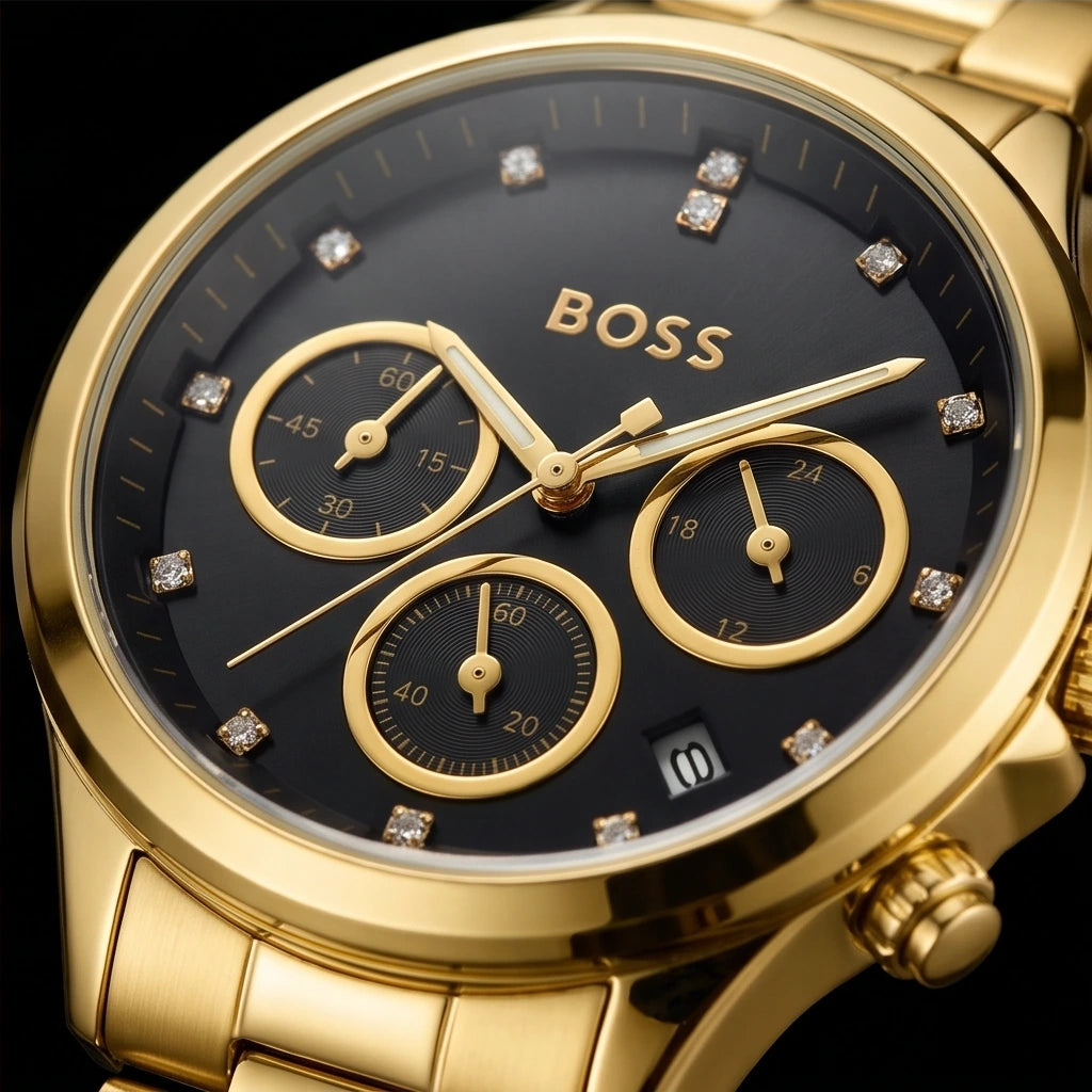 Boss Women Black and Gold Watch