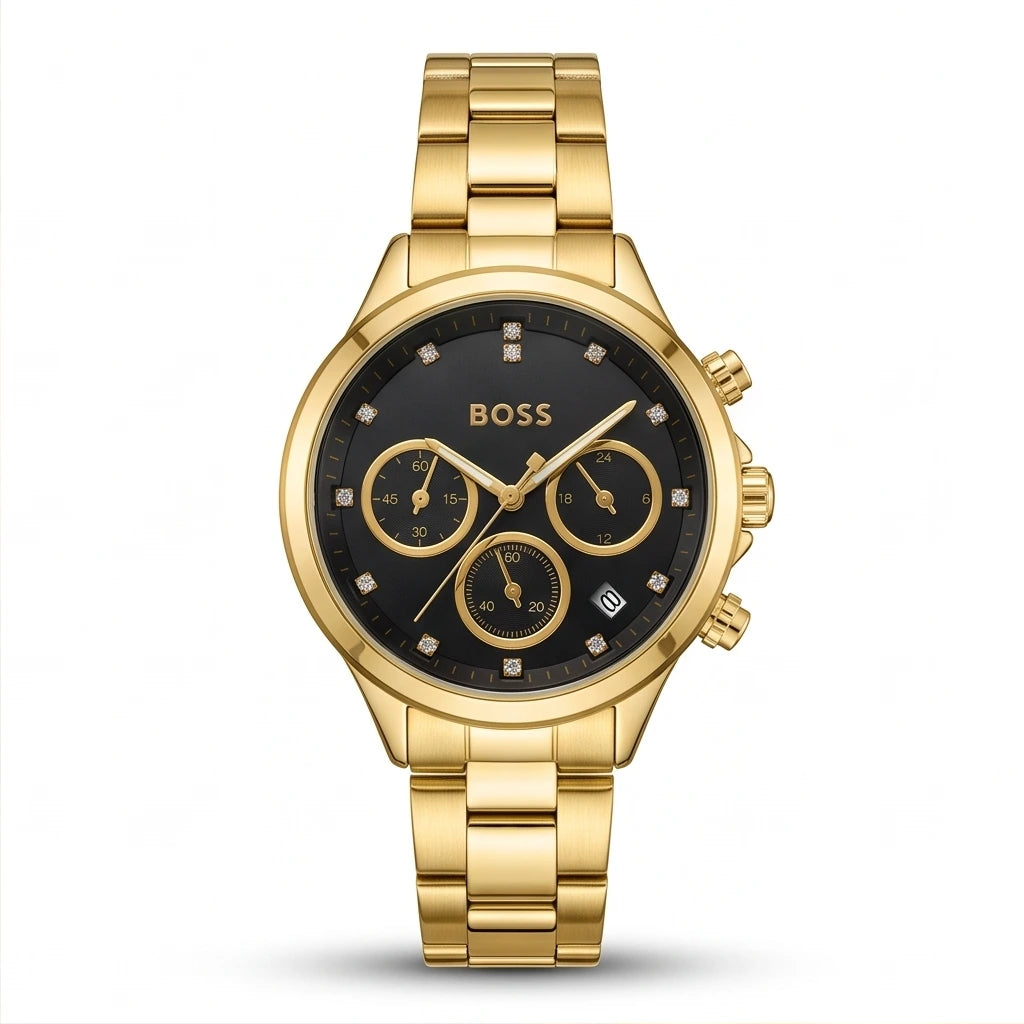 Boss Women Black and Gold Watch