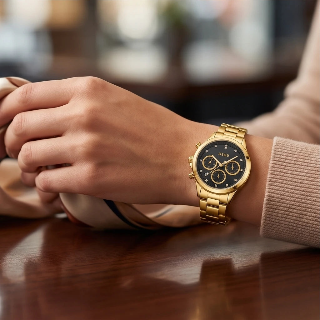 Boss Women Black and Gold Watch