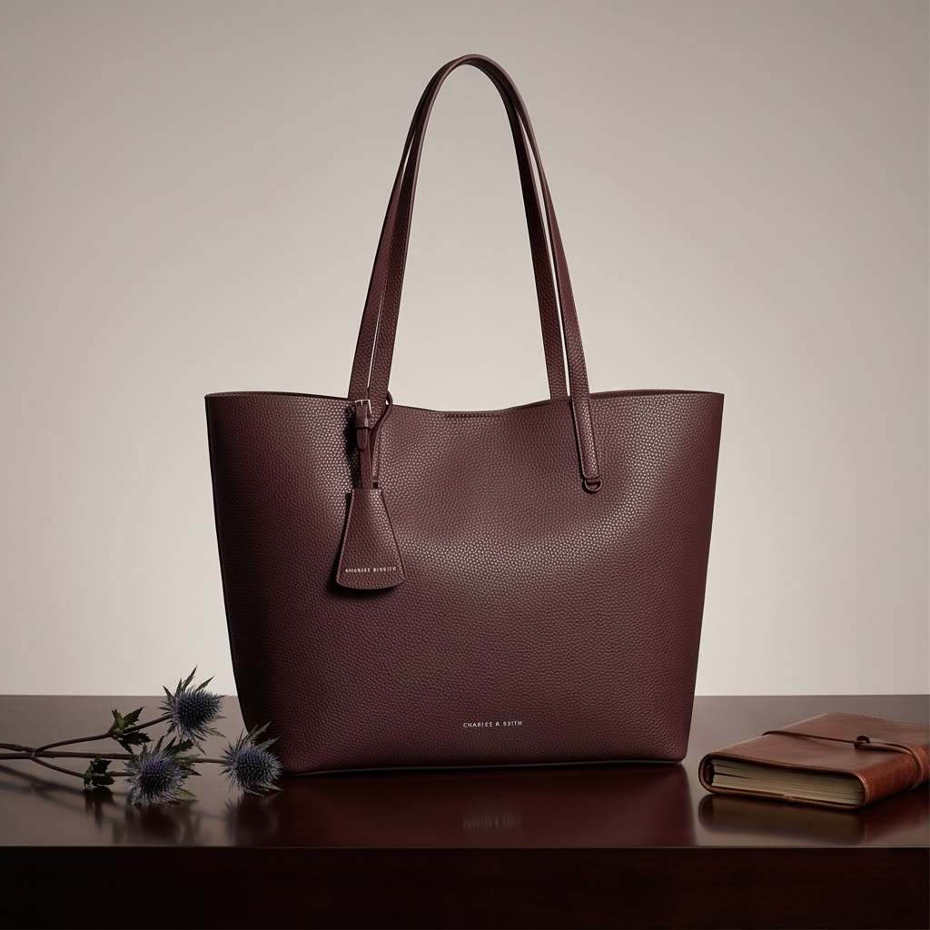 Women's Burgundy Textured Leather Shopper Bag