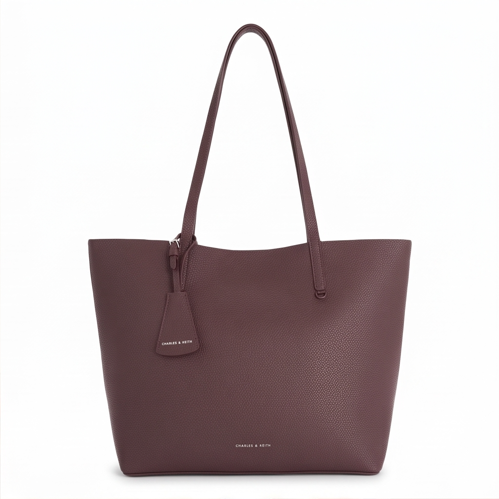 Women's Burgundy Textured Leather Shopper Bag