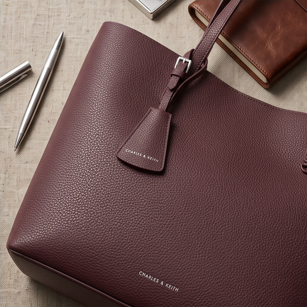 Women's Burgundy Textured Leather Shopper Bag