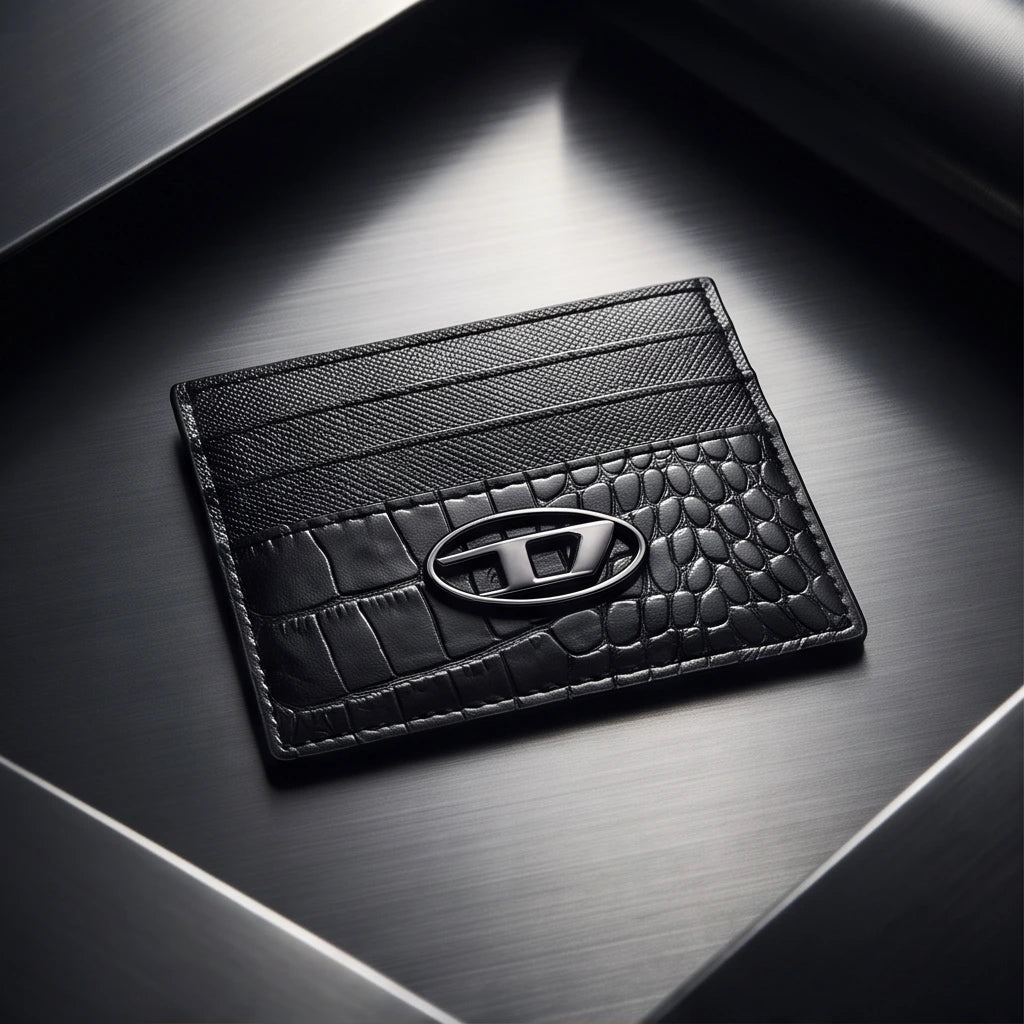 Diesel Black Crocodile Texture Cardholder