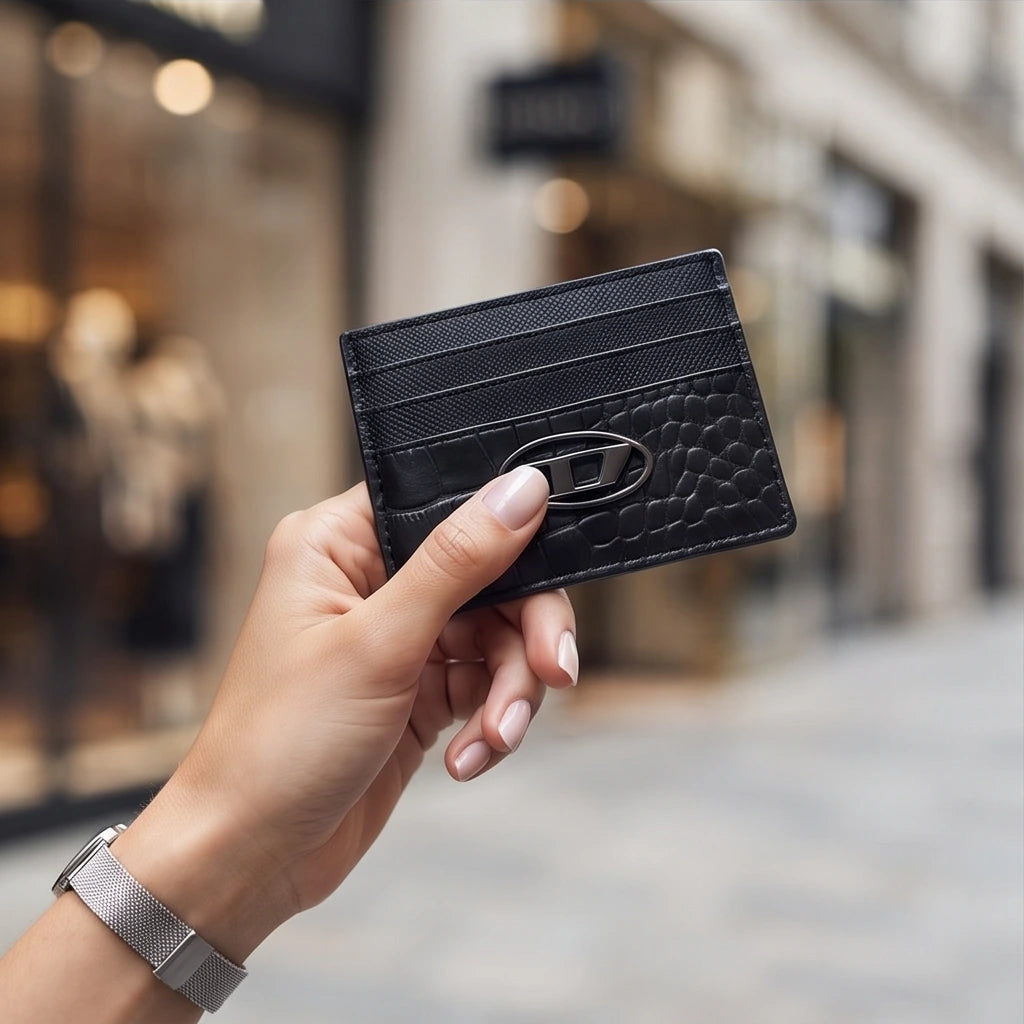 Diesel Black Crocodile Texture Cardholder