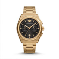 Emporio Armani Men`s Black Dial and Gold Watch