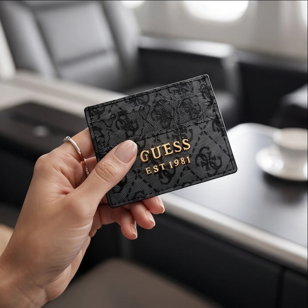 GUESS Black Patterned Card Holder