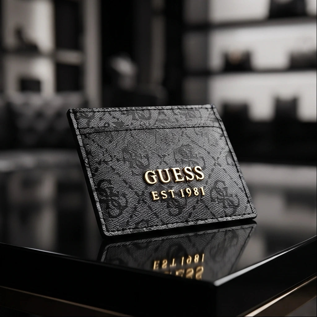GUESS Black Patterned Card Holder