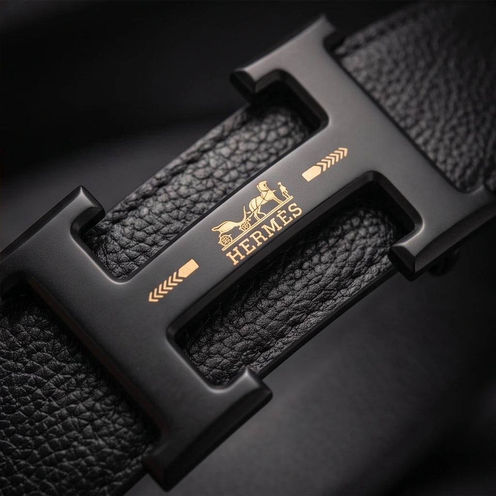 Hermes Men`s Dark Black Belt