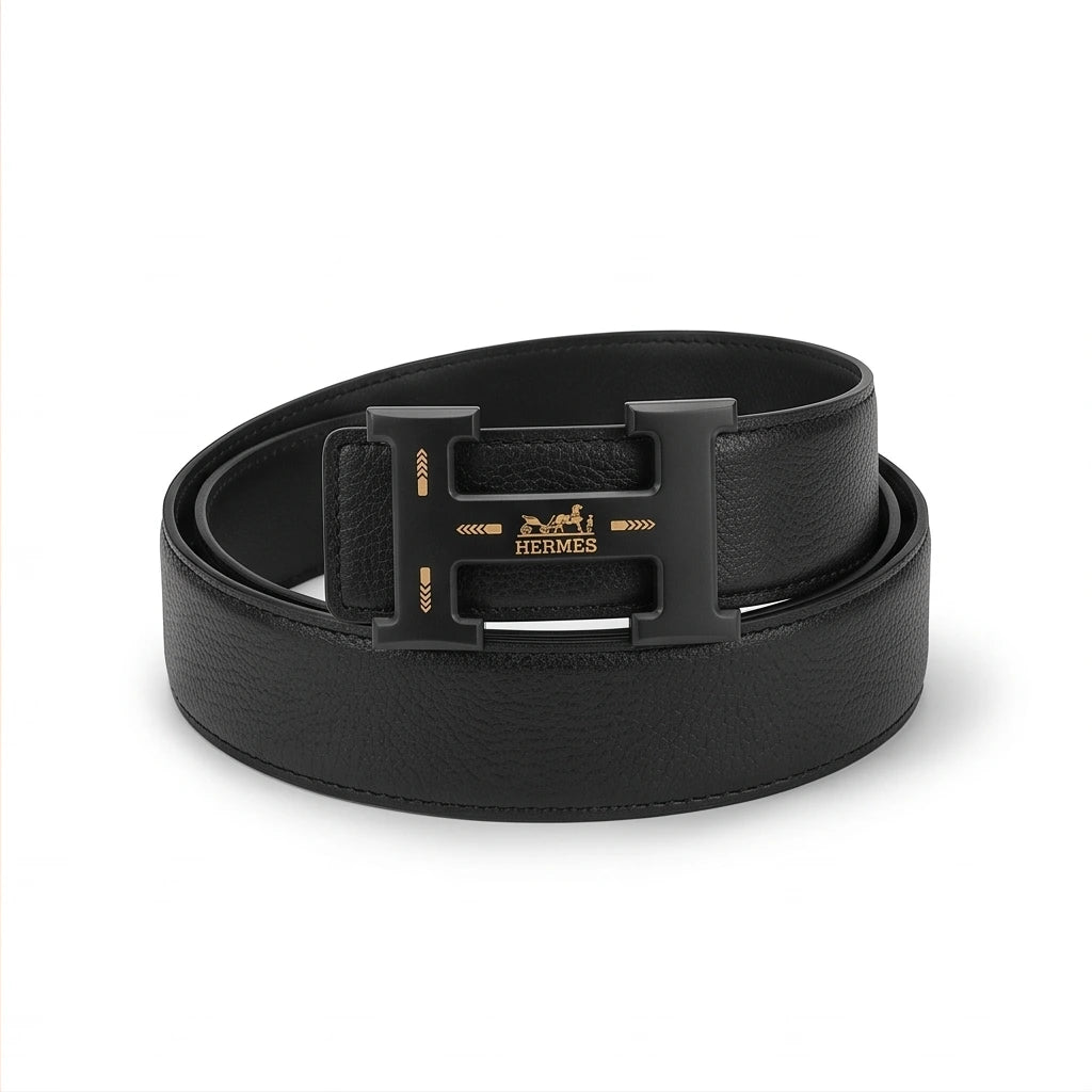 Hermes Men`s Dark Black Belt