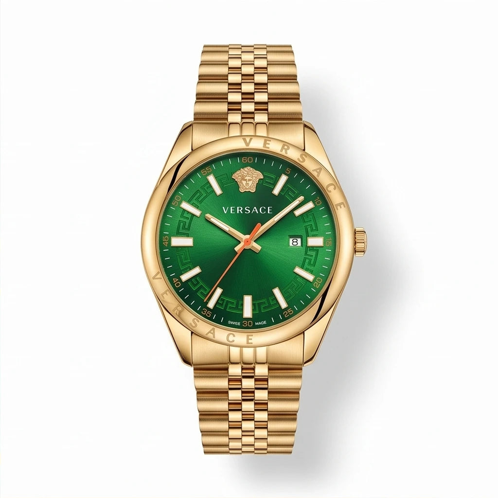 Versace Man's Watch Green And Gold