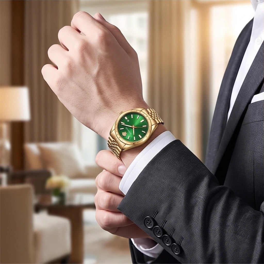 Versace Man's Watch Green And Gold