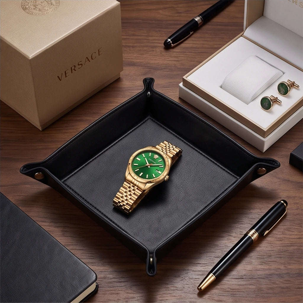 Versace Man's Watch Green And Gold