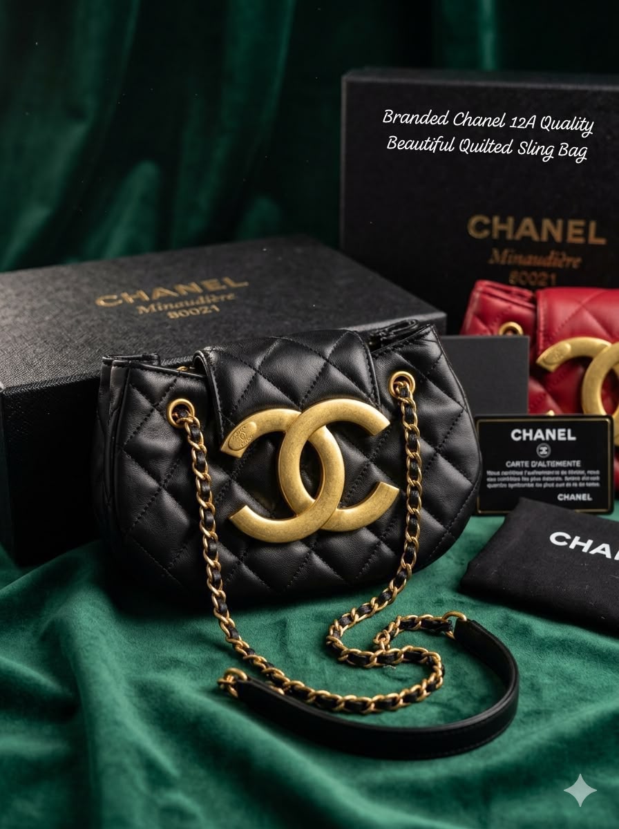 BRANDED CHANEL 12A QUALITY BEAUTIFUL & CLASSY CHANEL QUILTED SLING BAG